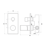 Linkware Gabe Wall Shower Bath Mixer W/ Divertor - Brushed Gold